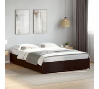 Cadre de lit 150x200 cm Noir sans Matelas, Structure en Bois et métal Robuste pour Chambre Adulte, Support à Lattes pour Un Sommeil Confortable et Stable, Design Moderne