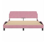 Cadre de lit 160x200 cm - 2 personnes - LEMON - et tête de lit sans matelas - rose velours 965