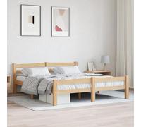 Cadre de Lit 160x200 cm, Lit Adulte en Pin Massif, Structure Renforcée avec Latte en Contreplaqué, Lit Deux Places Design Moderne, pour Chambre à Coucher, 206 x 166 x 66 cm