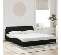 Cadre de Lit, 180x200 cm avec Tête de Lit en Velours, Design Moderne à Ondulations, Structure Renforcée en Métal et Bois, Cadre de Lit Adulte Deux Places,Noir, 218 x 185 x 74.5 cm