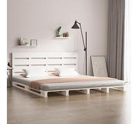 Cadre de lit 180x200 cm Bois Massif de pin sans Matelas Blanc, Design Moderne pour Chambre a Coucher, Structure Robuste et Durable, Facile a Monter, Ideal pour Maison et Appartement