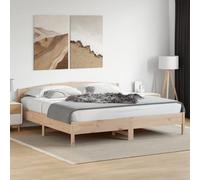 Cadre de lit 180x200 cm en bois massif de pin naturel, sommier à lattes de contreplaqué pour un soutien optimal, tête de lit design pour chambre à coucher et chambre d'amis, sans matelas inclus