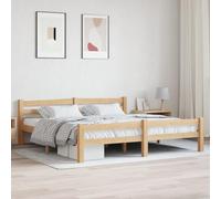 Cadre de Lit 180x200 cm, en Pin Massif Naturel, Bed Frame avec Support Latte Renforcé, Design Moderne, pour Chambre Adulte, Couple, Dimensions 206 x 186 x 66 cm