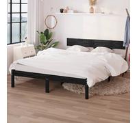 vidaXL Cadre de lit Noir Bois de pin massif 180x200 cm UK Super King