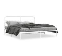 Cadre de lit 200 x 200 cm avec tête de lit - Lit en métal moderne blanc pour chambres spacieuses - Structure solide et design élégant - Idéal pour les couples et les familles
