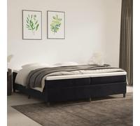 Cadre de Lit 200x200 cm, Velours Noir avec , Cadre de Lit Adulte avec Lattes en Contreplaqué, Structure Renforcée, Lit Deux Place avec Support, pour Chambre à Coucher, Noir, 203 x 200 x 35 cm