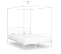 Cadre de Lit à Baldaquin Blanc Métal 120x200 cm Double Adulte Coffre vidaXL