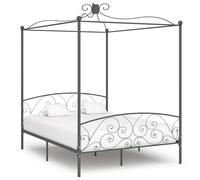 Vidaxl Cadre De Lit À Baldaquin Gris Métal 160 X 200 Cm Gris