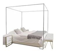 Cadre de lit à baldaquin en Acier Inoxydable argenté et poteaux de lit, Conception de Connexion en Spirale adaptée pour lit à Quatre Coins et Rideaux Anti-moustiques (Argent, Queen