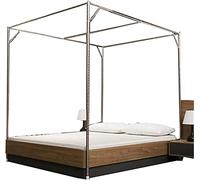 Cadre de lit à baldaquin en acier inoxydable avec moustiquaire, convient pour lit double/grand lit/king-size californien - Durable et élégant meuble de chambre à coucher