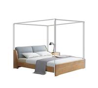 Cadre de lit à baldaquin en acier inoxydable - Baldaquin à quatre montants en métal pour matelas double, design simple et élégant, idéal pour la décoration de la chambre, accessoires pour ri
