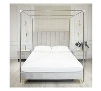 Cadre de lit à baldaquin en acier inoxydable pour lit double/complet/queen/king size - Moustiquaire incluse, cadre à quatre affiches avec support de lit