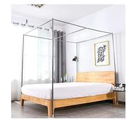 Cadre de lit à baldaquin en acier inoxydable pour lit double/complet/queen/king size - Moustiquaire incluse, cadre à quatre affiches avec support de lit