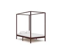 Cadre De Lit À Baldaquin Marron Foncé Pin Massif 120 X 200 Cm - Vidaxl Marron