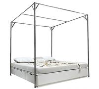 Cadre de lit à baldaquin robuste en métal pour lit double/king size avec poteaux élégants, design robuste pour un confort et un style ultimes dans la chambre à coucher