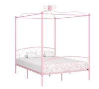 vidaXL Cadre de lit à baldaquin Rose Métal 160 x 200 cm