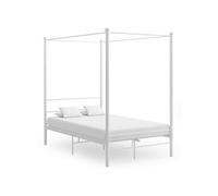 Cadre de lit à baldaquin sans matelas blanc 140x200 cm métal
