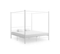 vidaXL Cadre de lit à baldaquin en métal blanc 200x200 cm sans matelas