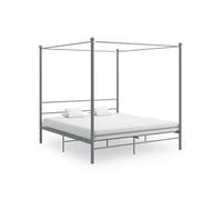 Cadre de lit à baldaquin sans matelas gris métal 180x200 cm
