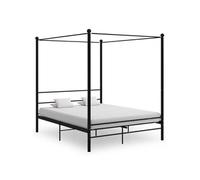 Cadre de lit à baldaquin sans matelas noir 160x200 cm métal