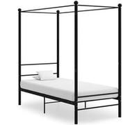 Cadre de lit à baldaquin sans matelas noir métal 90x200 cm Noir G