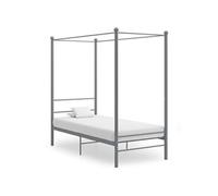 vidaXL Cadre de Lit à Baldaquin Sommier à Lattes Lit Simple Adulte Cadre à Lattes Chambre à Coucher Maison Intérieur Gris Métal 90x200 cm Gris G