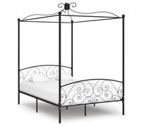 vidaXL Cadre de lit à baldaquin 120 x 200 cm Noir – Design exquis
