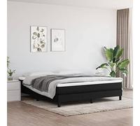 Cadre de lit à Lattes Noir 180x200 cm Tissu literie sommier Robuste Soutien Stable Matelas Structure Durable Chambre à Coucher Design Moderne