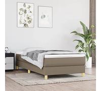 Cadre de Lit à Lattes Taupe 100x200 cm en Tissu Durable, Base Stable pour Matelas Simple, Soutien Optimal, Design Moderne Chambre à Coucher