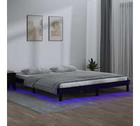 Cadre de Lit à LED 200x200 cm Blanc Bois Massif Adulte Double Sommier vidaXL