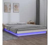 vidaXL Cadre de lit à LED 90x190 cm Bois massif Simple Blanc