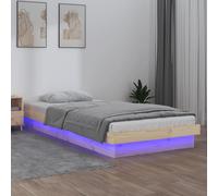 Cadre de Lit à LED 90x200 cm Bois Massif Adulte Simple Sommier à Lattes vidaXL