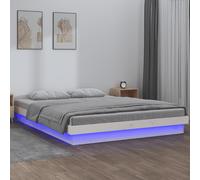 Cadre de Lit à LED 90x200 cm Bois Massif Adulte Simple Sommier à Lattes vidaXL