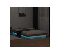 Cadre de Lit à LED 90x200 cm Bois Massif Adulte Simple Sommier à Lattes vidaXL