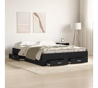 Cadre de lit à six tiroirs en chêne noir 140 x 190 cm rectangulaire pour chambre à coucher