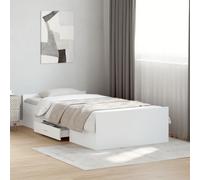 vidaXL Cadre de lit double avec tiroirs, lattes en contreplaqué, blanc 160 x 200 cm