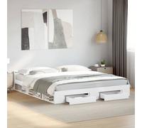 vidaXL Cadre de lit avec tiroir 75x190 cm Bois d'ingénierie Blanc – Sans matelas