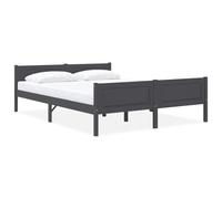 Cadre de Lit Adulte, 160x200 cm en Pin Massif Gris, Bed Frame avec Support Renforcé, Design Moderne, pour Chambre à Coucher, Lit Deux Place, Structure Robust, 206 x 166 x 63 cm