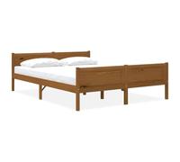 Cadre de Lit Adulte, 160x200 cm en Pin Massif, Structure Renforcée avec Latte en Contreplaqué, Lit Deux Place Moderne, pour Chambre à Coucher, Couleur Brun Miel, 206 x 166 x 63 cm