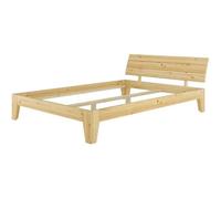 Cadre de lit adulte en pin naturel 140x200 lit robuste, design moderne, sans literie 60.62-14oR