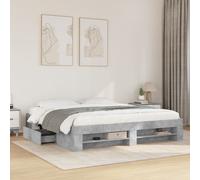 Vidaxl Cadre De Lit Sans Matelas Gris Béton 100x200 Cm Bois Ingénierie Marron