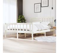 Vidaxl Cadre De Lit Blanc Bois Massif 140x190 Cm Blanc