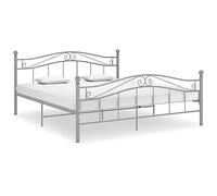 Cadre de Lit Adulte, Structure en Métal Renforcée avec Revêtement Poudre, Design Moderne et Minimaliste, Lit Deux Place avec Support Lattes, pour Chambre à Coucher, Maison, Gris, 209 x 208 x 92.5 cm