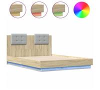 Cadre de lit - AKOZON - 120x190 cm - Chêne sonoma - Tête de lit avec lumières LED - Montage nécessaire