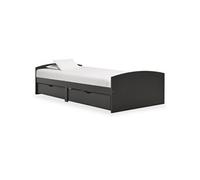 Cadre de lit avec 2 tiroirs gris bois de pin massif 90x200 cm, lit, base de lit, lit simple, lits, bases de lit, lits simples