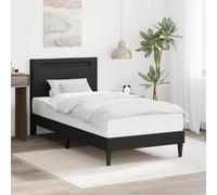 Cadre de lit avec bandes LED avec tête de lit Noir Simili cuir durable vidaXL vi
