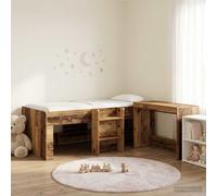 vidaXL Cadre de Lit avec Bureau 2 pc Sonoma Gris Bois d'ingénierie, Cadre de lit Moderne, Espace de Travail Compact, Design à Lattes en Bois, Combo Meuble Fonctionnel