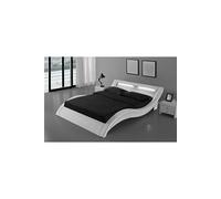 Cadre de lit avec LED 140 x 190 cm en PU blanc PADDINGTON