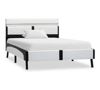 Cadre de lit avec LED Blanc et noir Similicuir 90x200 cm Blanc G