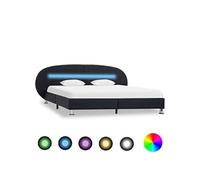 Vidaxl Cadre De Lit Avec Led Noir Similicuir 180 X 200 Cm Noir